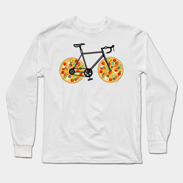 bicycle pizza wheels Long Sleeve T-Shirt by Mako Design 
